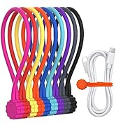 Rich&amp;Ray Magnetic Reusable Silicone Cable Ties, Phone Cord Holder, Magnetic Cable Ties for Headph...