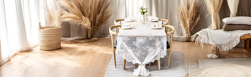 lace cloth and flowers