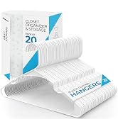 Beddora Plastic Hangers 20 Pack,White Clothes Hangers for Closet Organization and Storage Space-S...