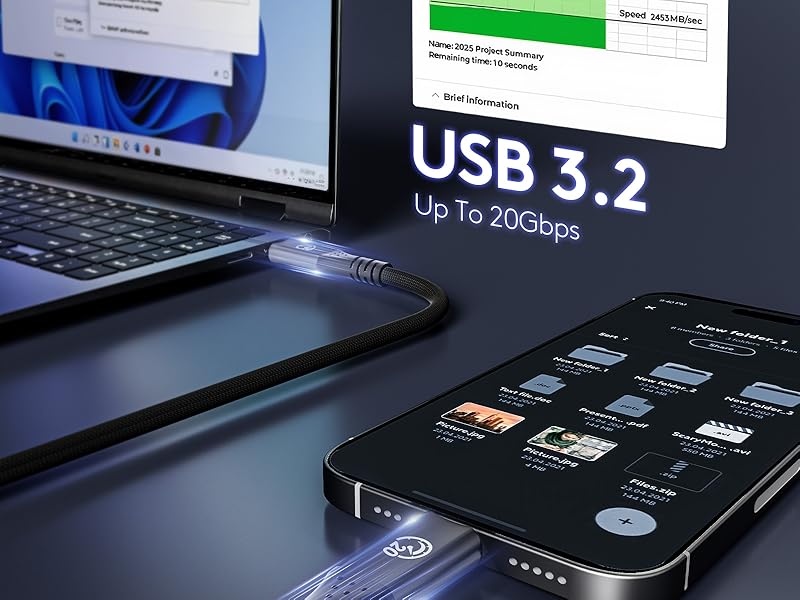 usb c 3.2 gen 2x2 high speed data transfer cable 20gbps 10gbps 5gbps 40gbps