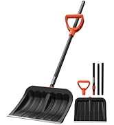 AstroAI 62" Heavy-Duty Snow Shovel with Adjustable Ergonomic D-Shape Handle, 17-Inch Wide Snow Sh...