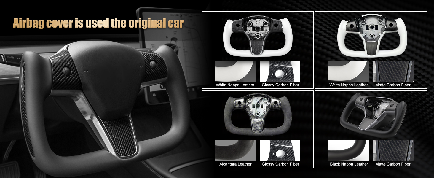 Yoke Steering Wheel for Model 3/Y-2017-2023 Personalized, Modified Real Carbon Fiber Steering Wheel