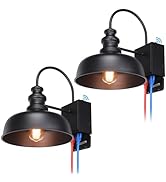 LEONLITE Outdoor Gooseneck Barn Light with GFCI Outlet, Dusk to Dawn, 11 Inch Farmhouse Exterior ...