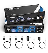 8K DisplayPort KVM Switch, NEWCARE DP KVM Switch 2 Computers 2 Monitors Share 4 USB 3.0 Port, DP ...