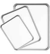 3-piece stainless steel baking tray, suitable for baking cookies, cakes, pizzas, and more. Easy t...