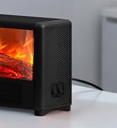 Pxonmow Small Space Heater with Realistic Flame Effect, Portable Mini Electric Desk Heater for In...