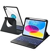 Harvopu for iPad 10th/11th Generation A16 Case with Keyboard, 360 Rotation Detachable Cover with ...