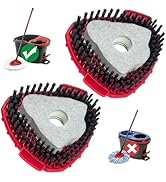[2025 New Version] 2-Pack Oceda Scrubber Mop Heads for EasyWring 1-Tank System, Stiff-Bristle Bru...