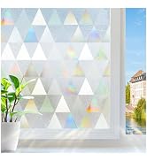 rabbitgoo Window Privacy Film, Stained Glass Rainbow Privacy Clings for Glass Window, Static Clin...