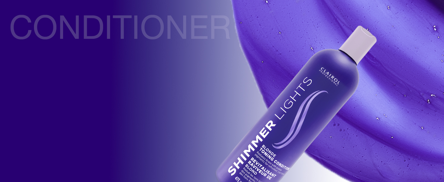 Clairol Professional Shimmer Lights Purple Conditioner Neutralizes Brass For Blonde, Silver Hair 