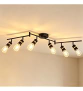 HiBay Track Lighting Fixtures Ceiling, Directional 6-Light Track Spot Light, Modern Black Gold Sp...