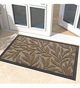 Smiry Front Door Mat Indoor Outdoor Entrance, Heavy Duty Natural Rubber Mat, Trap Dirt and Moistu...