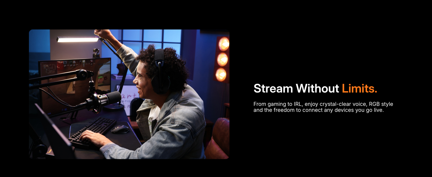 MAONO Wireless Dynamic Microphone for PC, XLR/USB Podcast Mic for Vocal Recording(PD200WT)