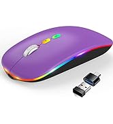LED Wireless Mouse, Slim Rechargeable Wireless Bluetooth Mouse, 2.4G Portable USB Optical Wireles...