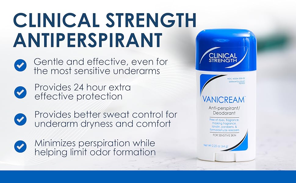 Vanicream deodorant effective sweat control, minimize perspiration, and offers 24-hour protection.