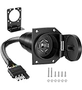 YONHAN 4 Pin to 7 Pin Adapter Trailer Light Adapter 4-Way Flat Truck to 7-Way Blade Reverse Plug ...