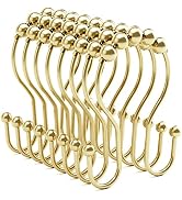 Bathway Gold Shower Curtain Hooks, Shower Curtain Hook Shower Curtain Rings Rust Proof Smooth Dou...