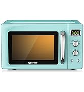 COSTWAY Retro Countertop Microwave Oven, 0.9Cu.ft, 900W Microwave Oven, with 5 Micro Power, Defro...