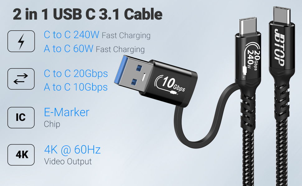 2 in 1 USB C Cable