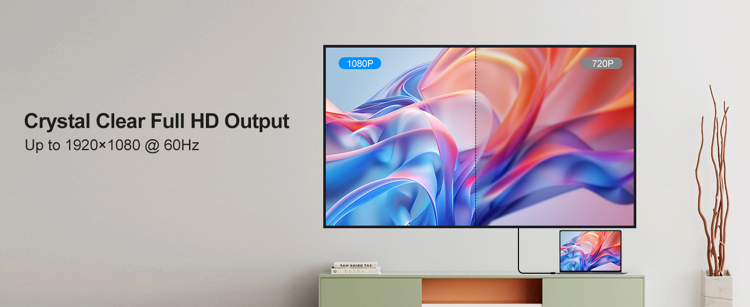 Displayport to vga adapter supports stable data transmission from your laptop to a monitor 