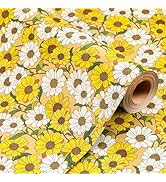 MAYPUSS Kraft Floral Gift Wrapping Paper Roll, Vintage Wild Daisy Wrapping Paper, Cute Blooming F...