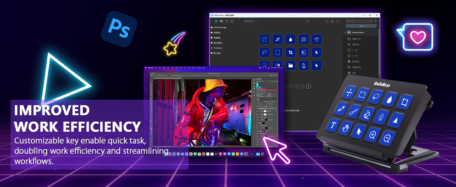 Stream Controller, Stream Deck with 15 Macro Keys Customizable, Gaming Macro Keypad