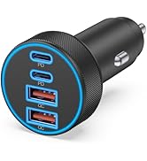 [4 in 1] USB C Car Charger, 4-Port 90W Super Fast Charging Cigarette Lighter Adapter, Dual 45W US...