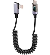 YANBORONSN PD 66W USB A to USB C Coiled Fast Charging Cable with Digital Display,Support Wattage ...