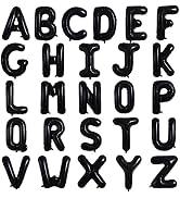 TONIFUL 52 Pieces 16 Inch Black Letter A-Z Balloons,Custom Phrase Mylar Foil Alphabet Letter DIY ...