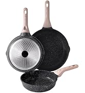 Kordisen Nonstick Frying Pan Set, 3 Piece Skillet, Granite Cooking Pan, Egg Pan Omelet Pan, Healt...
