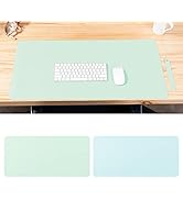 Lomiluskr PVC Leather Dual-Sided Desk Pad Protector with Storage Belt, Multifunctional Office Des...