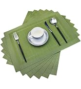 PIGCHCY Placemats,Heat Insulation Non Slip Plastic Placemats,Washable Easy to Clean Woven Vinyl K...