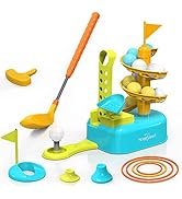 EagleStone Kids Golf Clubs Set, Outdoor Toddler Baby Golfs Set Toy W/ 2 Club Head, 15 Training Go...