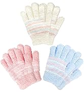 Evridwear Kids Warm Winter Gloves, Full Fingers, Fluffy Stripe Mitten for Little Boys &amp; Girls