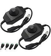 HayEastdor 2PCS LED Strip Light Dimmer Switch Cable with Power Jack Adapter Connectors(2 x Male +...