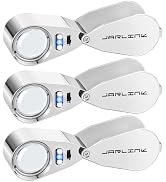 JARLINK 3 Pack 40X Jewelers Loupe Magnifier with Metal Construction, LED/UV Illuminated Magnifyin...