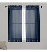 Chyhomenyc Voile Sheer Curtain Panels 54in Long 2 Pack, Short Bathroom Window Curtains for Small ...