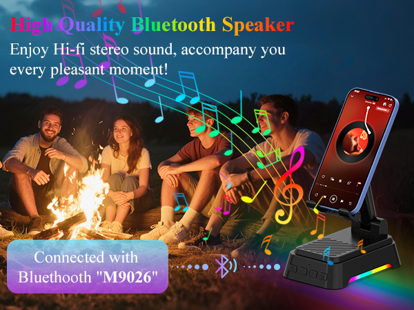 Bluetooth speaker with phone holder