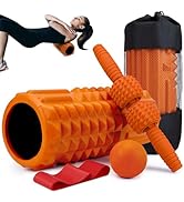 Krightlink 5-in-1 Foam Roller Set, Massage Roller Stick, Massage Ball, Resistance Band for Deep M...
