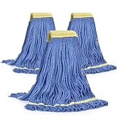 Matthew Cleaning Commercial Mop Head Replacement, 5 Inch Wide Headband, Looped End Cotton Blend S...