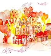 Ribbli Birthday Cards for Women Light and Musical Happy Birthday Card Rose Pink Pop Up Sister Bir...