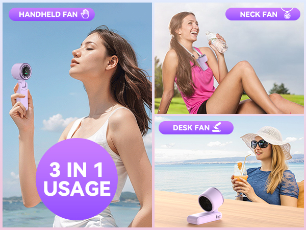 3in1 portable fans neck desk rechargeable fan hand fans fan portable summer outdoor cooling air