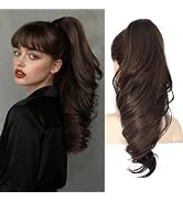 18" Pony Tails Hair Extensions Clip On Ponytails for Women Claw Clip In Ponytail Hair Extensions ...