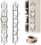 2 Pack Tea Cup Display Rack Vertical Wall Cup Rack Set 4 Tiers Wall Mounted Cups Plate Holder 36 ...