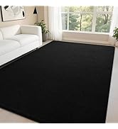 DweIke 6x9 Black Area Rug – Large Super Soft Washable Memory-Foam Carpet, Modern Black Rug for Li...