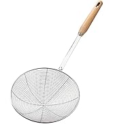 Spider Strainer, Slotted Spoon, 7.1 inch Skimmer Spoon with Wood Handle, Stainless Steel Frying S...