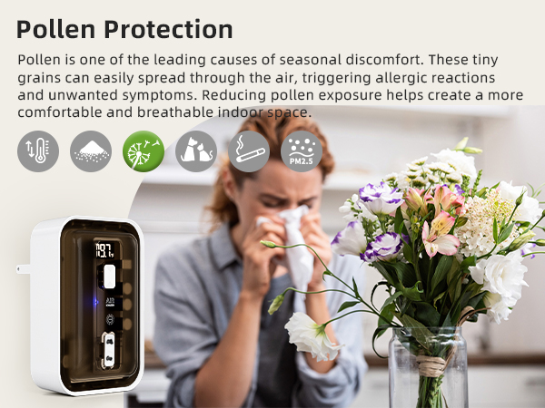 Plug In Air Ionizer HEPA Air Filter, Mini Personal Air Purifiers For