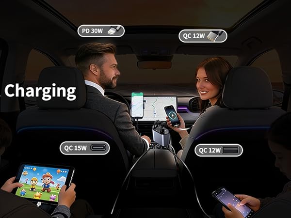 4 in 1 Car Charger, Meets All On-the-Go Charging Needs