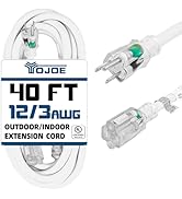 YOJOE Indoor Outdoor Extension Cord with Lighted End, 3 Prong 15A Weatherproof Power Extension Co...