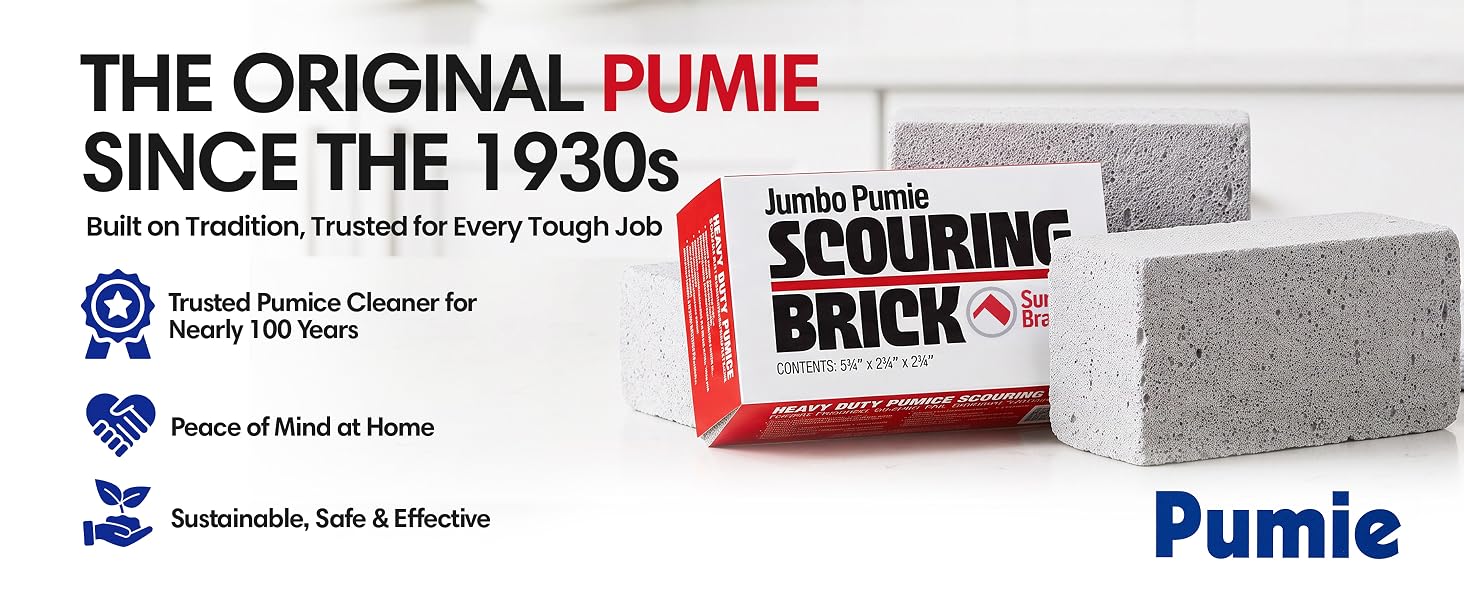 PUMIE Jumbo Scouring Brick, Large Scale Heavy Duty Pumice Cleaning Brick for Flat Top Grill